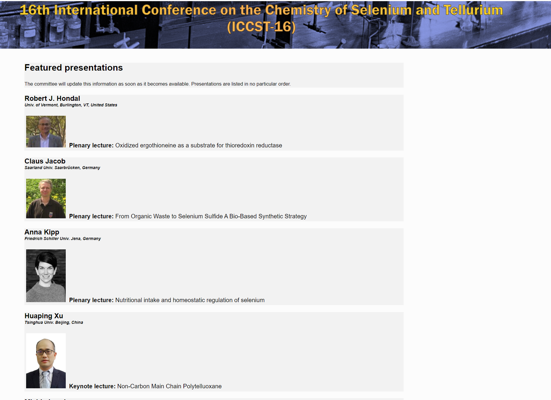 Prof. Huaping Xu attended ICCST-16 as keynote spearker